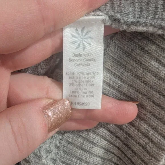 ATHLETA Merino Extra Fine Wool Sweater Dress XS Gray Turtleneck 3/4 Sleeve - Picture 8 of 11